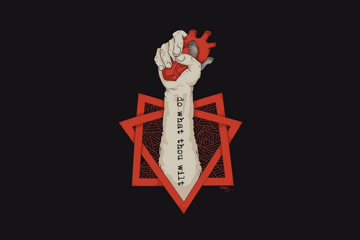 Oxxxymiron Danko Aleister Crowley holding a heart
