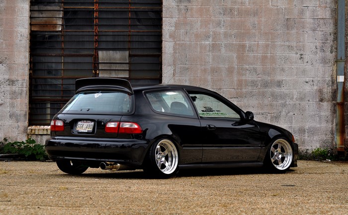 Black Honda Civic EG6 Stance
