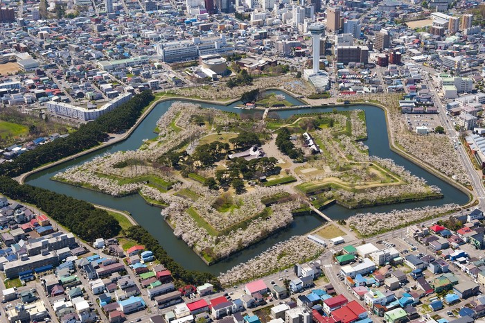 Goryokaku Park Fort Hakodate, Japan, aerial view