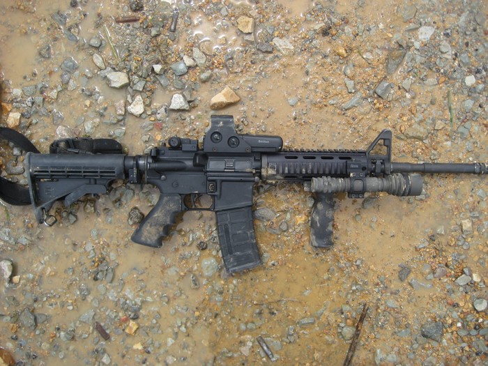 AR-15 rifle with EOTech sight and tactical light