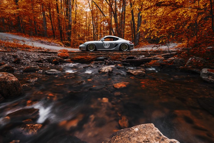 Porsche Cayman in Autumn Forest