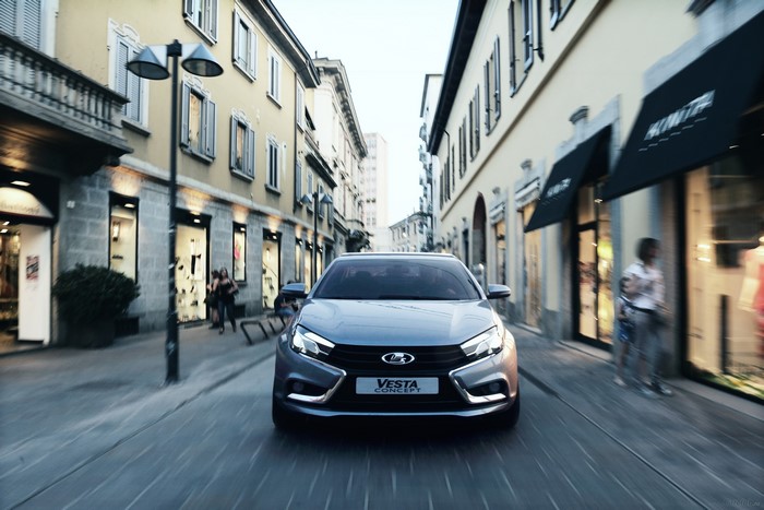 Lada Vesta Concept driving on a street