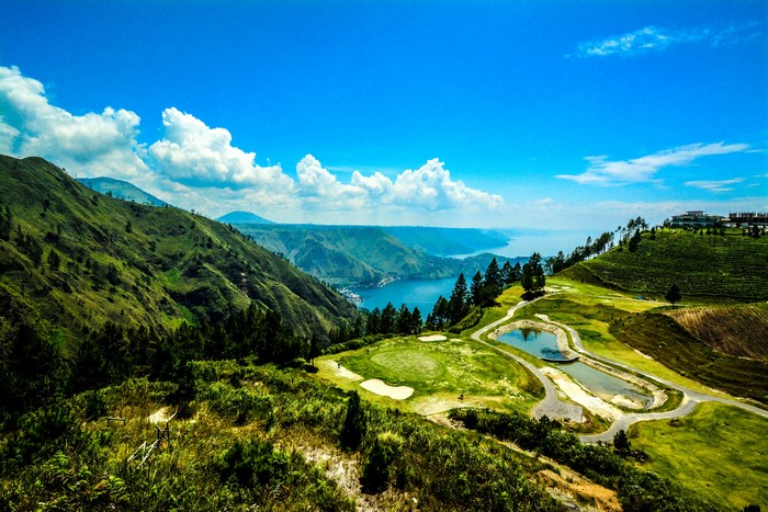 Lake Toba Sumatra Indonesia Golf Course Mountains