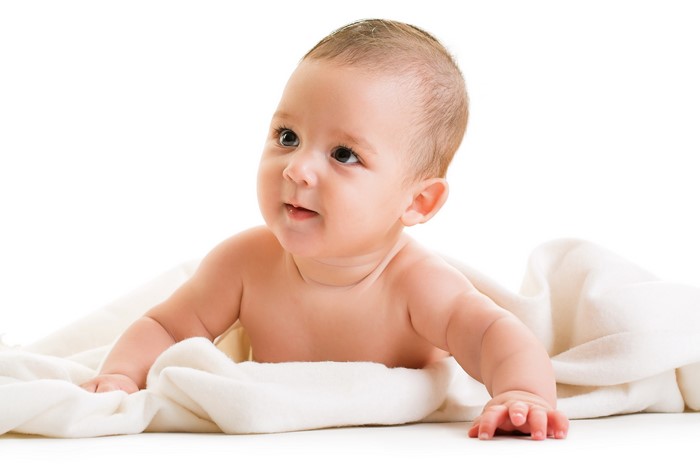 Baby looking up