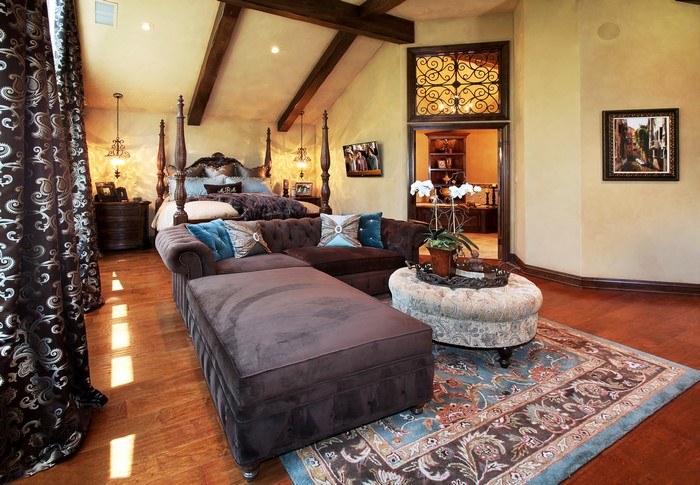 Luxury Bedroom with Sitting Area and Ornate Decor