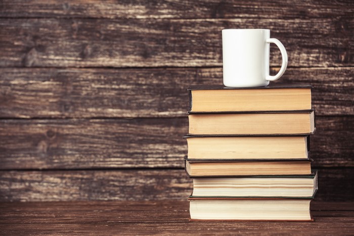 Mug on a stack of books