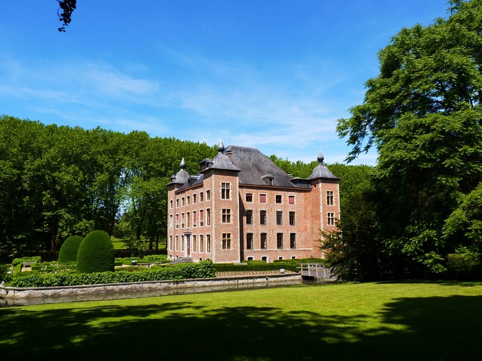 Castle in Belgium with manicured gardens