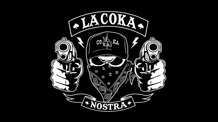 La Coka Nostra logo with pistols and skull