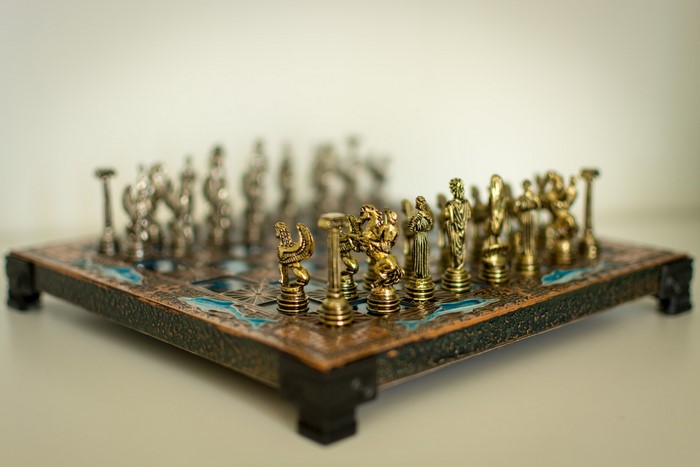 Decorative Chess Set with Ornate Board