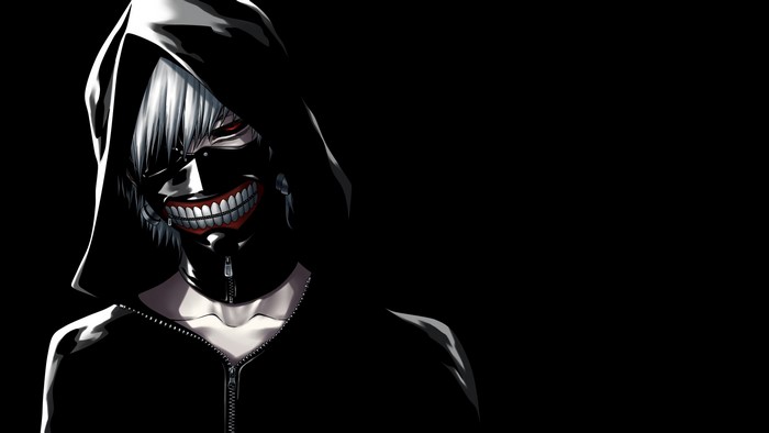 Kaneki Ken from Tokyo Ghoul wearing a mask and hood
