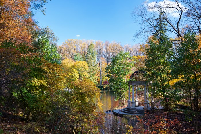 Autumn Park with Gazebo and Pond in Kennett Square
