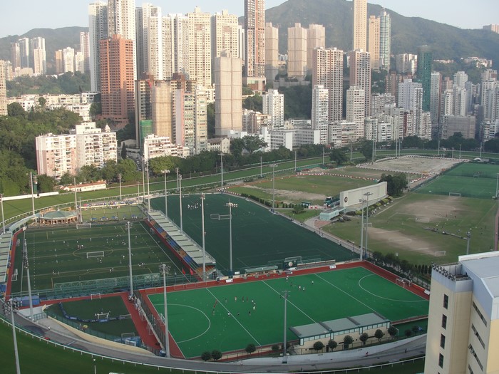 Sports fields and skyscrapers in Hong Kong