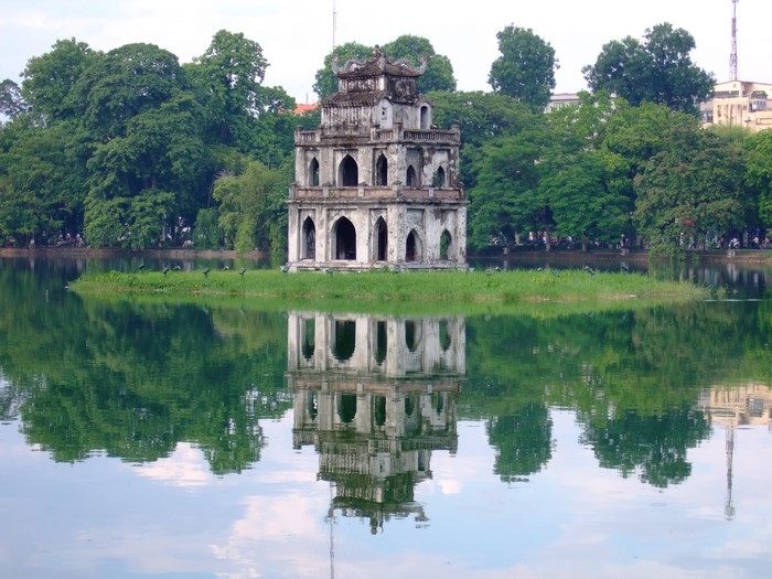 Turtle Tower on Hoan Kiem Lake in Hanoi, Vietnam