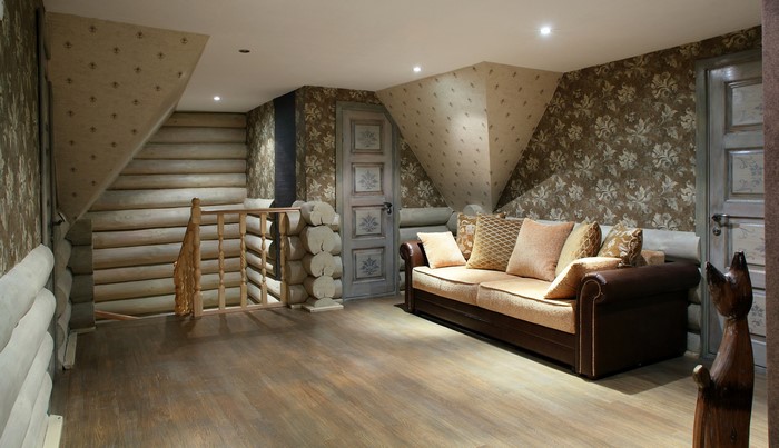 Interior design of a living room with a sofa