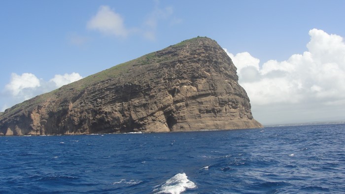 Rocky island in the sea near Mauritius