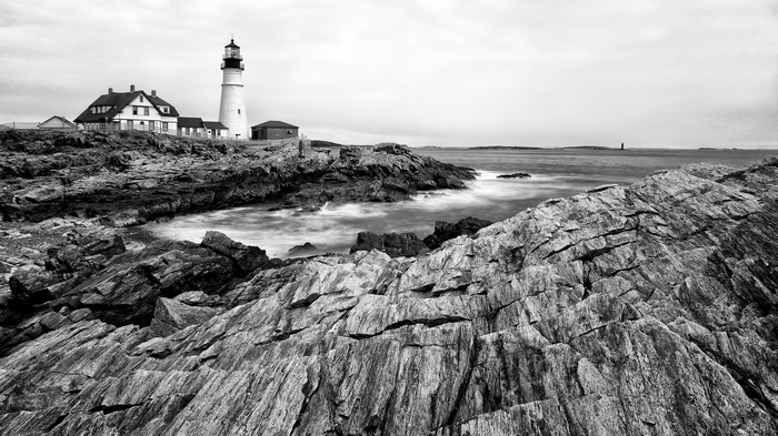 Portland Head Light Lighthouse and rocky coast