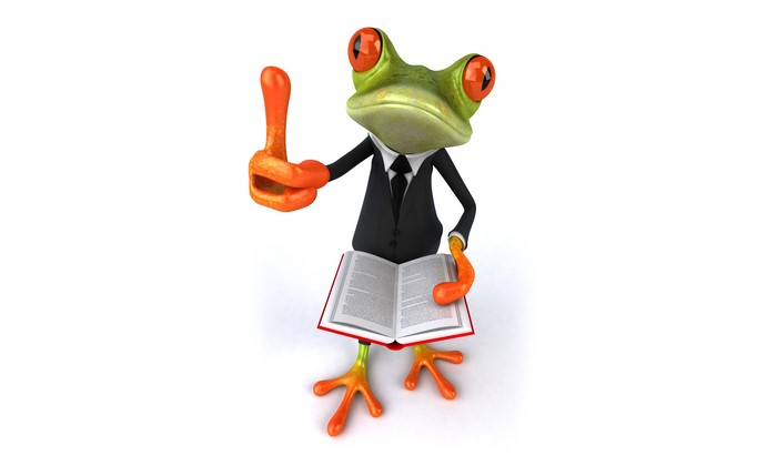 Frog in a Suit Holding a Book and Pointing