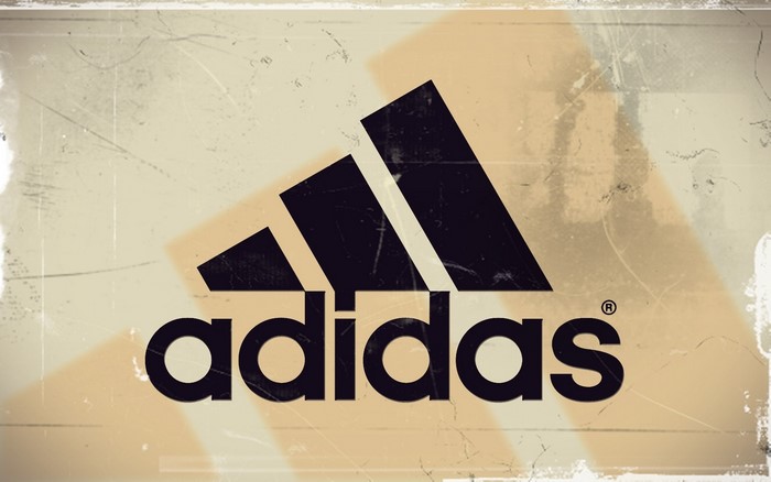 Adidas logo with three stripes and text