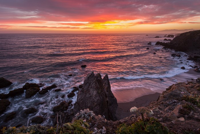 California Coastline at Sunset with Dramatic Sky