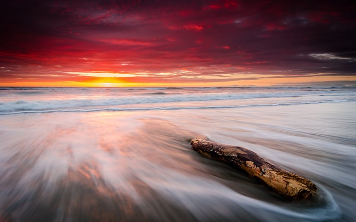 Sunset over Leithfield Beach, New Zealand