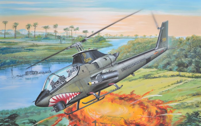 Bell AH-1G Huey Cobra helicopter in Vietnam War painting