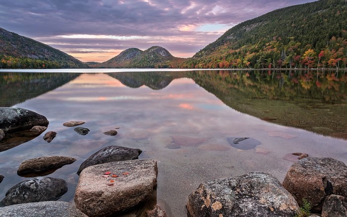 Jordan Pond Acadia National Park at sunset