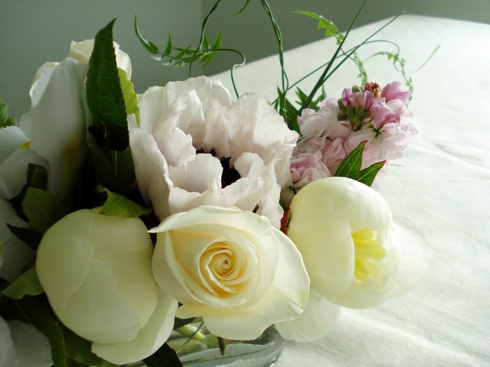 Bouquet of Roses, Anemones, and Peonies