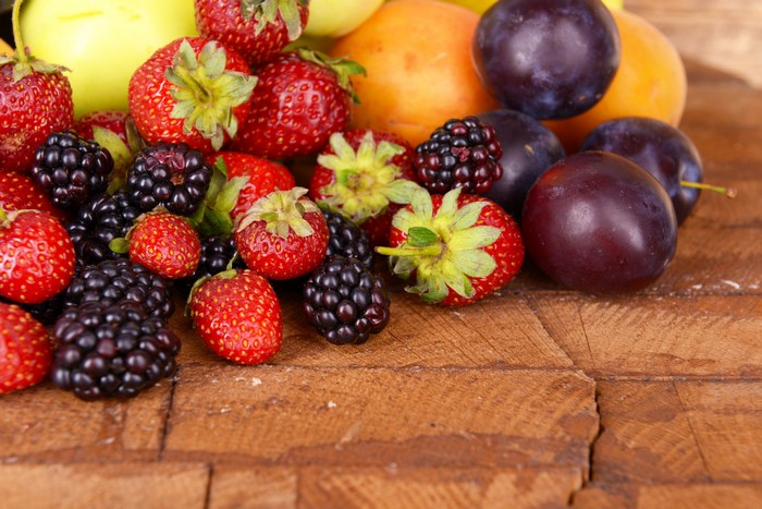 Fruit: Strawberries, Blackberries, Plums, and Apricots