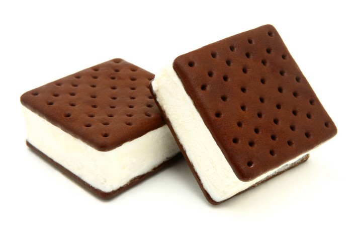 Two chocolate ice cream sandwiches