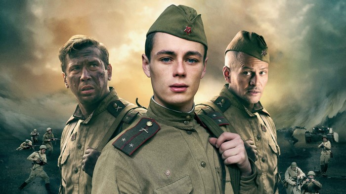 Three Soviet soldiers in uniform