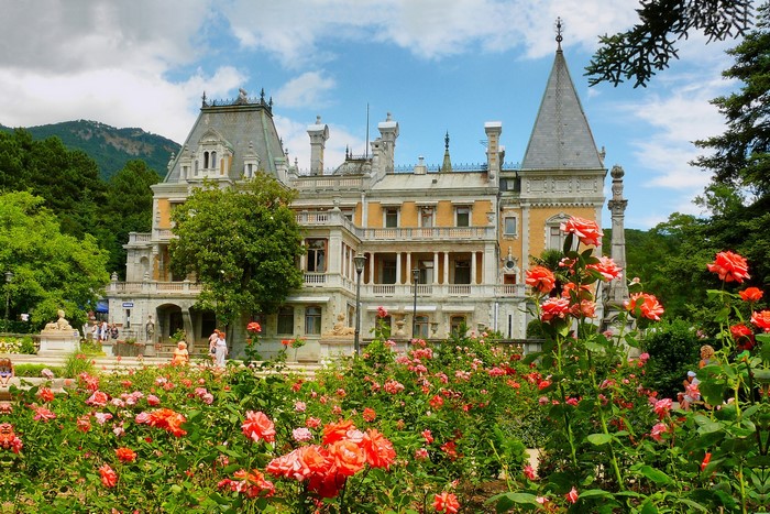 Palace in Crimea with Rose Garden