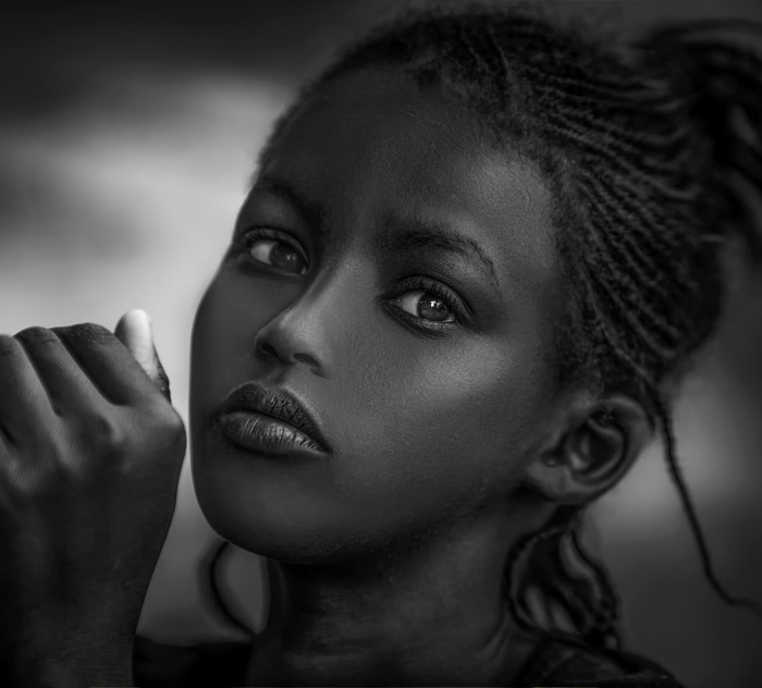 Close-up portrait of a young Black girl