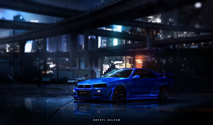 Blue Nissan Skyline R34 by Khyzyl Saleem
