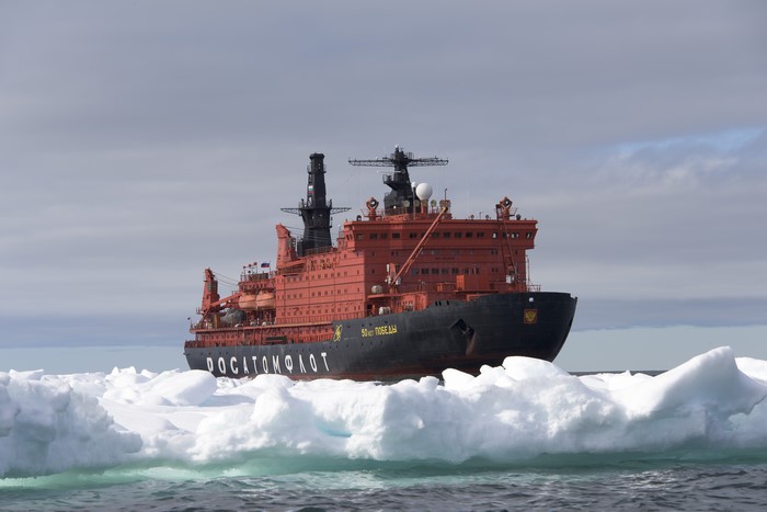 Nuclear Icebreaker 50 Let Pobedy in Ice