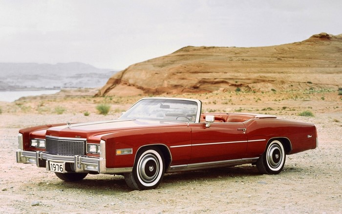 1976 Cadillac Fleetwood Eldorado Convertible in desert landscape