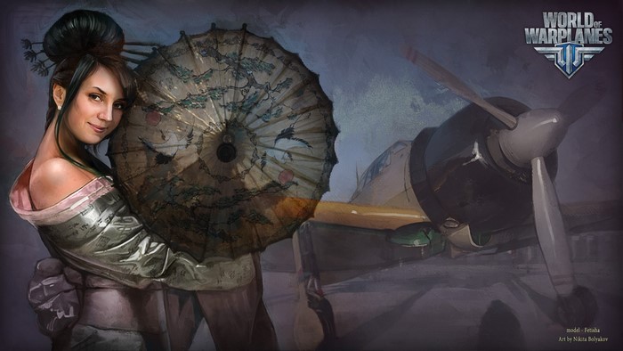 Fetisha from World of Warplanes with Umbrella