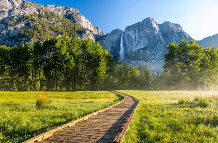 Yosemite National Park Waterfall and Boardwalk