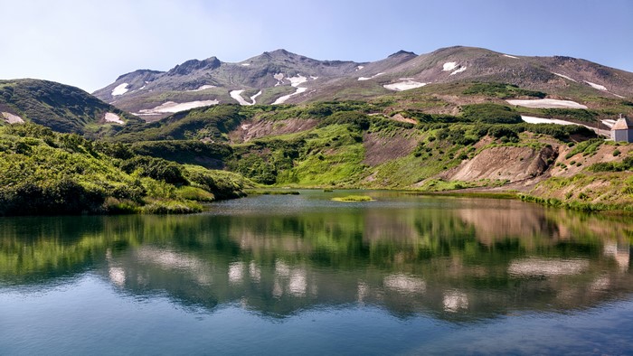 Lake and mountains on Kamchatka Peninsula, Russia