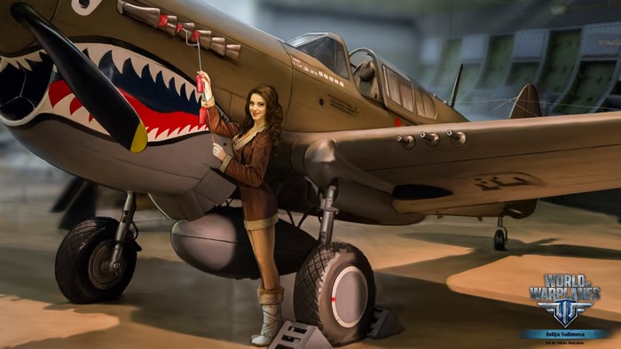 Woman with World of Warplanes airplane by Nikita Bolyakov