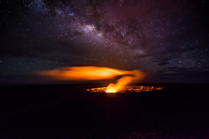 Milky Way over a Volcano