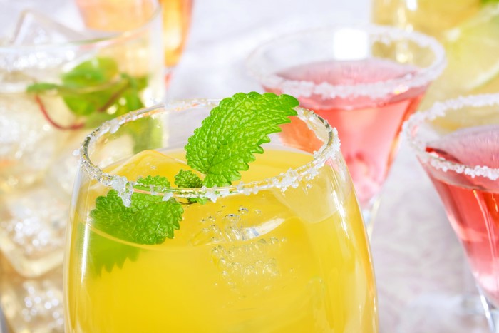 Cocktails with Mint and Sugar Rims