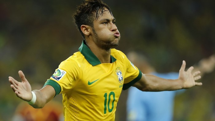 Neymar Jr. playing football for Brazil