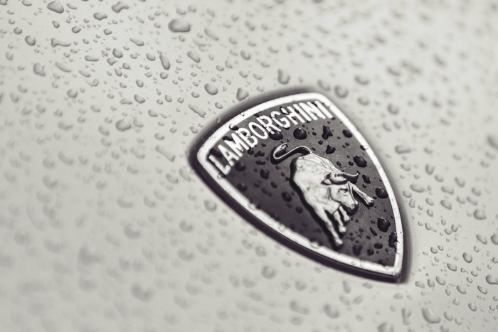 Lamborghini logo with water drops