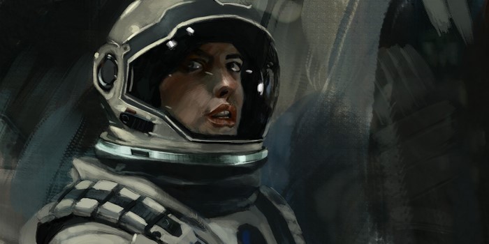 Amelia Brand from Interstellar in a Painting