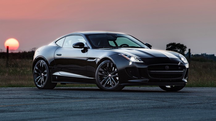 Black Jaguar F-Type R Coupe HPE600 at sunset