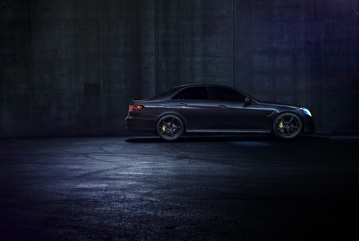 Mercedes-Benz E63 AMG S sedan at night