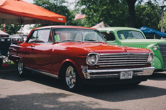 Red Chevrolet Nova at Car Show