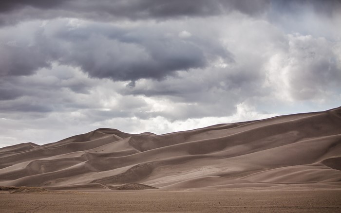 Great Sand Dunes National Park under cloudy sky