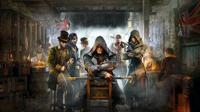 Assassin's Creed Syndicate characters in a pub