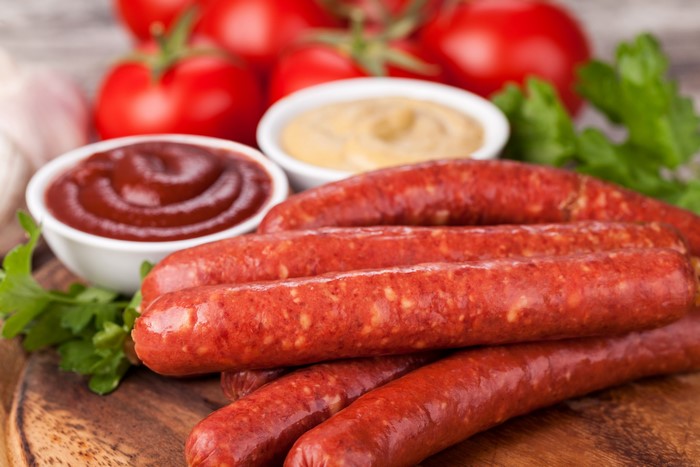 Sausages with Ketchup and Mustard